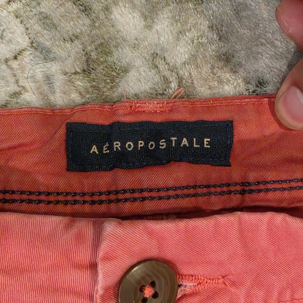 Aeropostale Womens Coral Pink Chino Shorts Size 27 Stretch Cotton Summer Casual - Picture 2 of 4